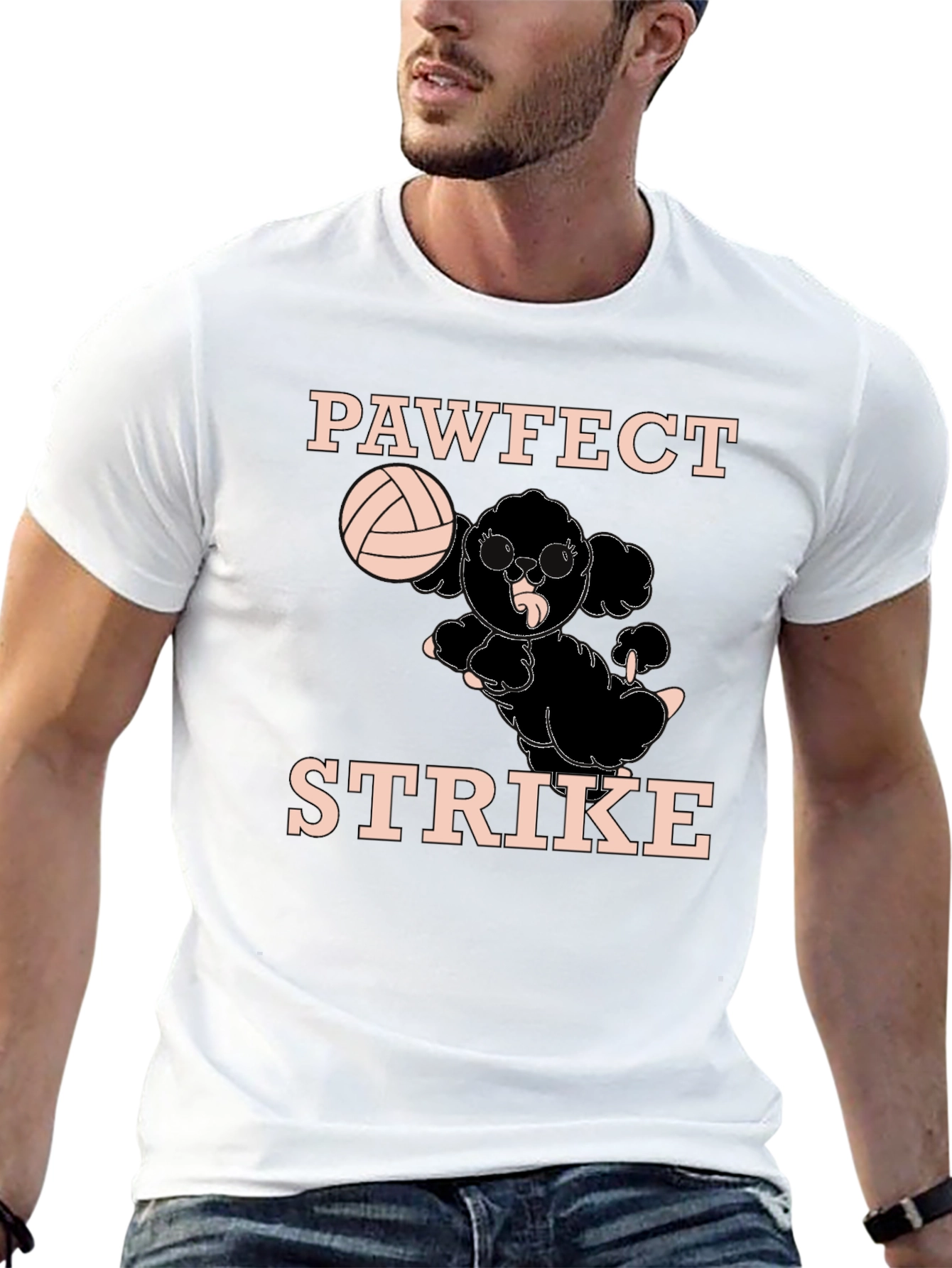 Pawfect Strike Black T-Shirt - Volleyball Poodle Tee