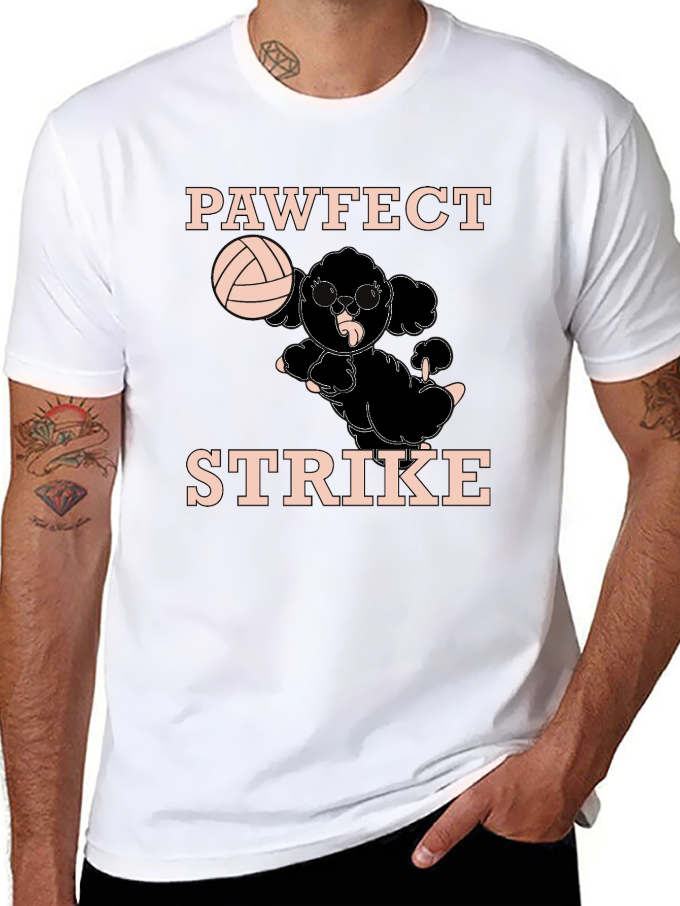 Pawfect Strike Black T-Shirt - Volleyball Poodle Tee