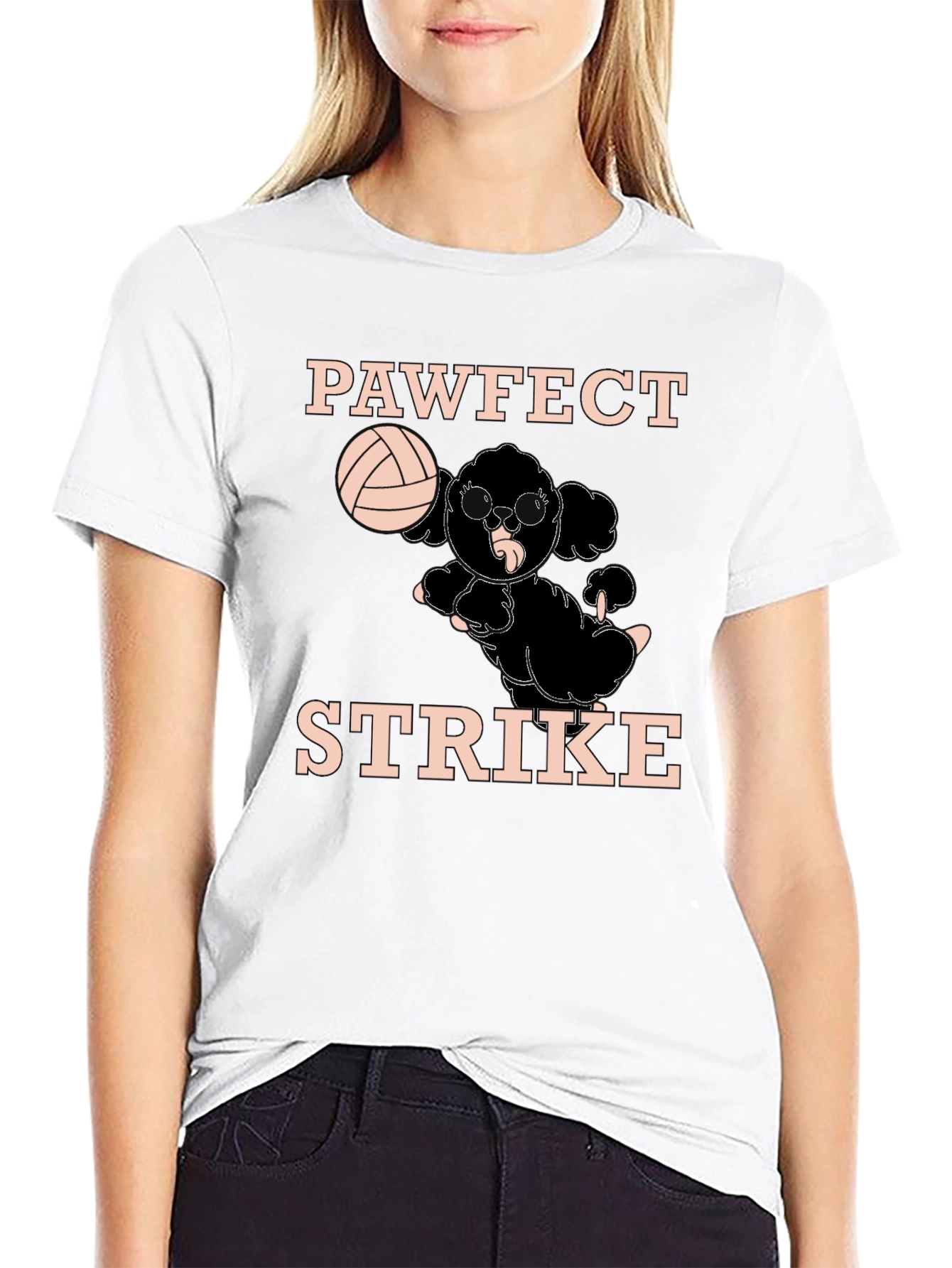 Pawfect Strike Black T-Shirt - Volleyball Poodle Tee