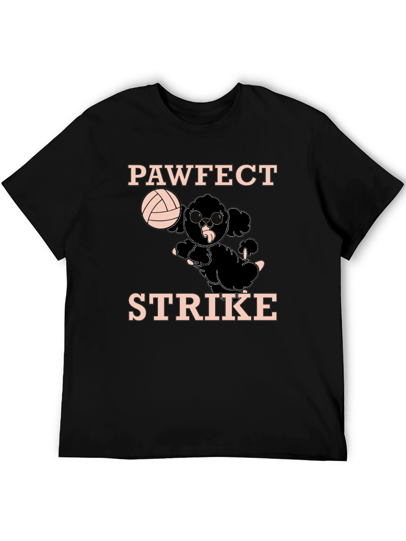 Pawfect Strike Black T-Shirt - Volleyball Poodle Tee