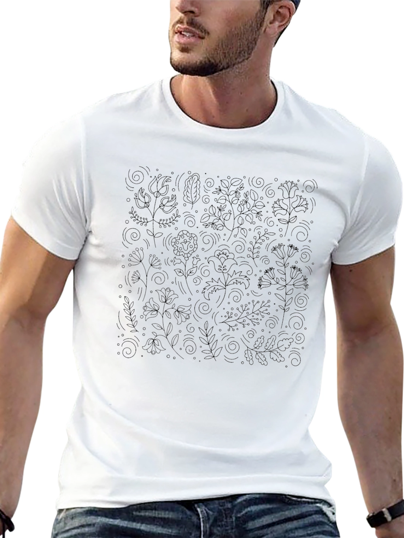 Floral Print Black T-Shirt - Stylish Comfort