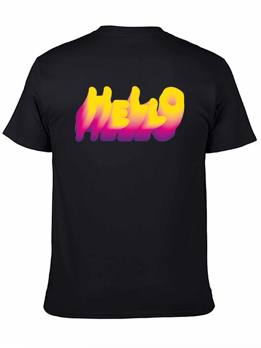 Hello Graphic Print Tee - Black Cotton Blend