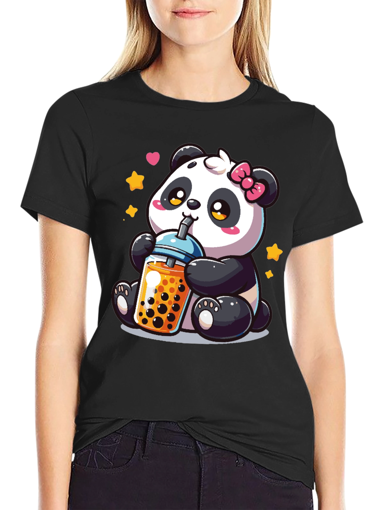 Cute Panda Boba Tea Graphic T-Shirt