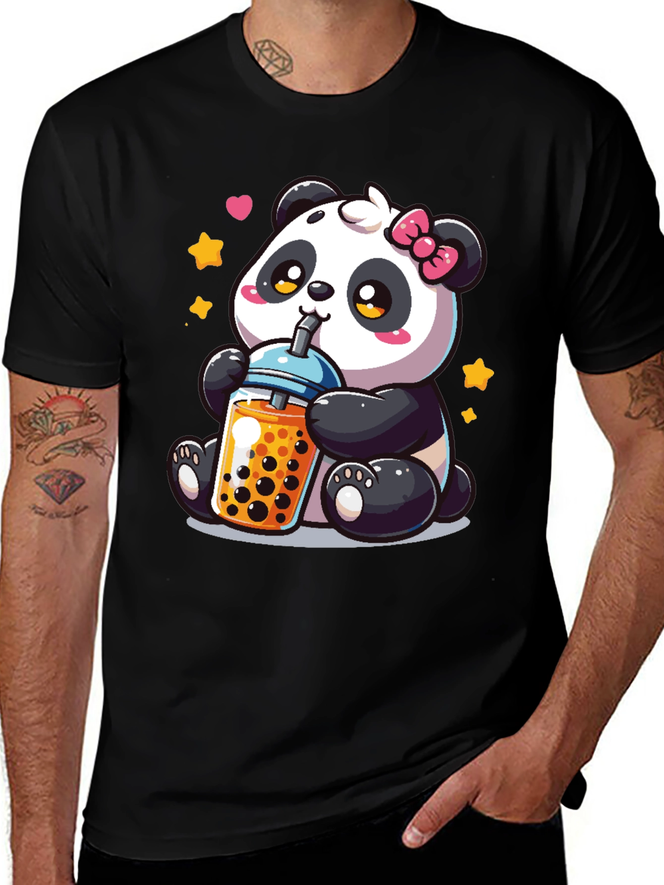 Cute Panda Boba Tea Graphic T-Shirt
