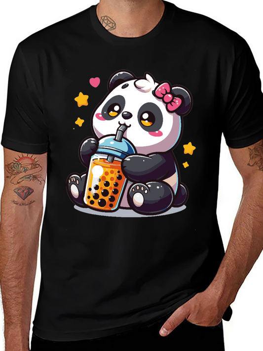 Cute Panda Boba Tea Graphic T-Shirt