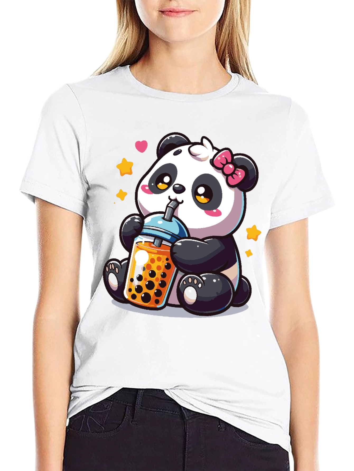 Cute Panda Boba Tea Graphic T-Shirt