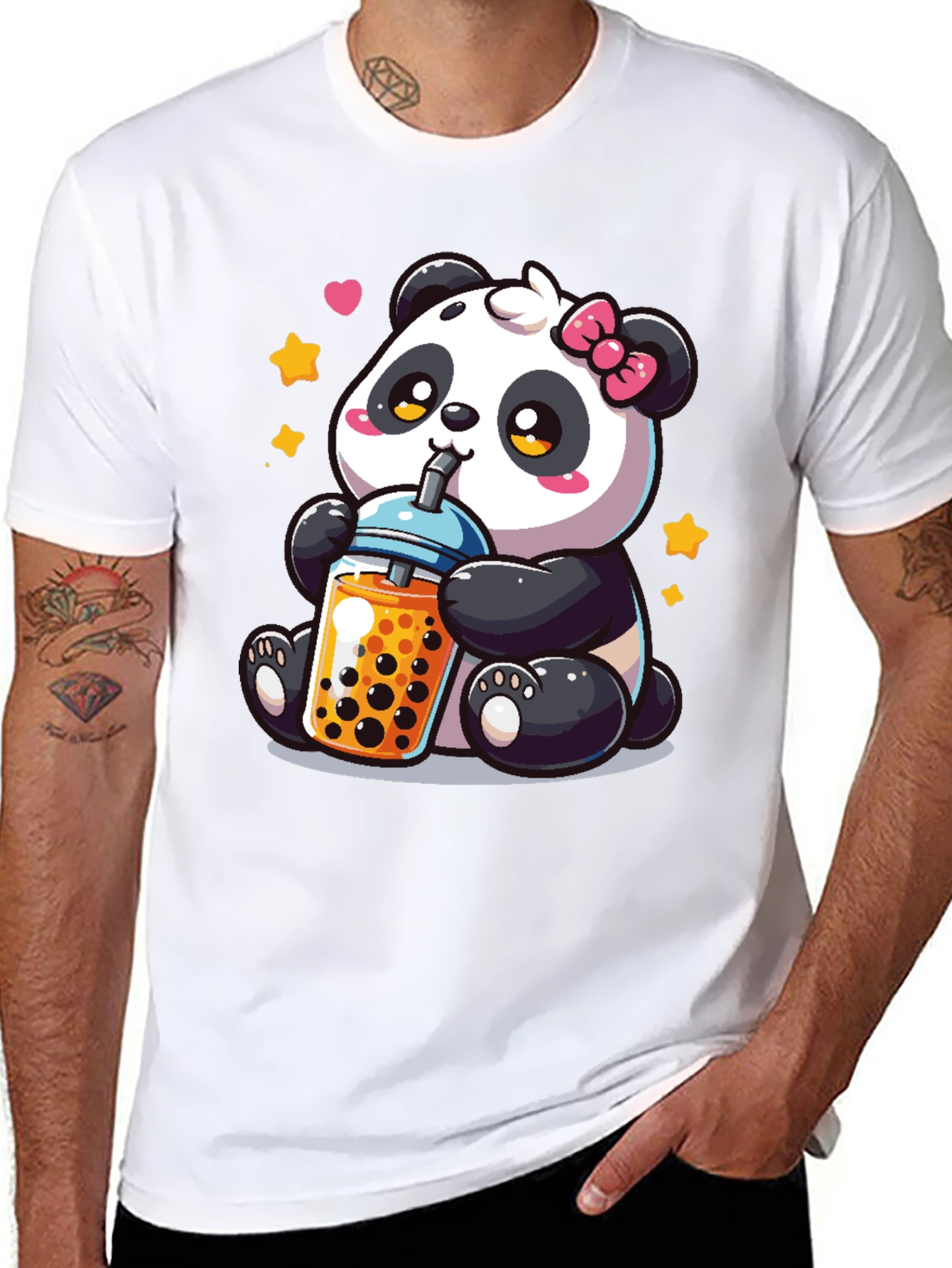 Cute Panda Boba Tea Graphic T-Shirt