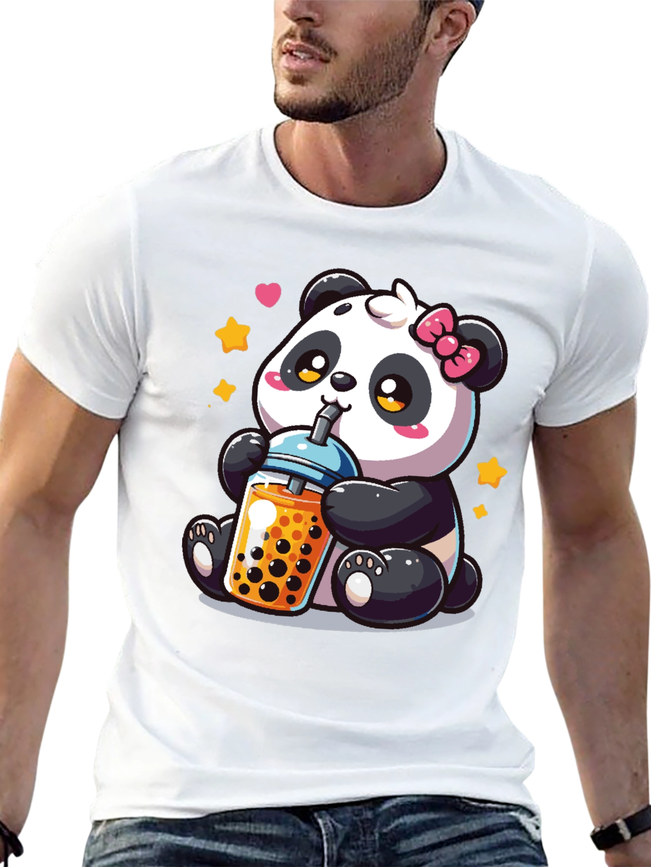 Cute Panda Boba Tea Graphic T-Shirt