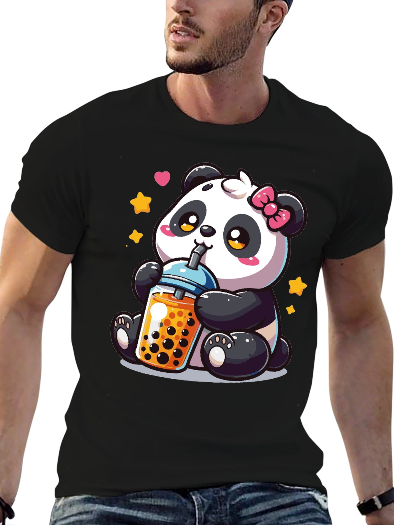 Cute Panda Boba Tea Graphic T-Shirt