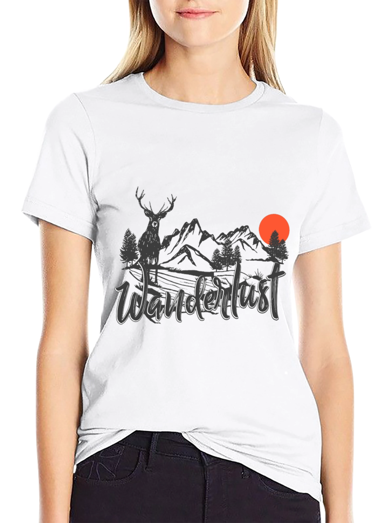Wanderlust Graphic Tee - Nature Design Black T-Shirt