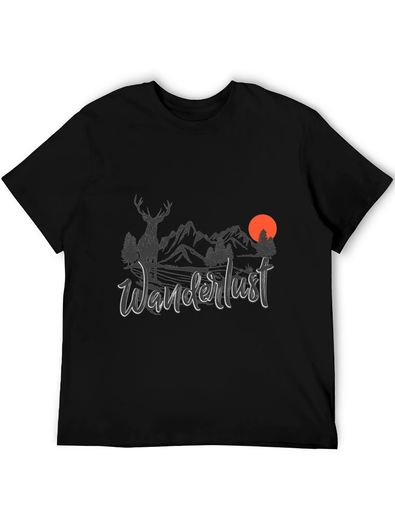 Wanderlust Graphic Tee - Nature Design Black T-Shirt