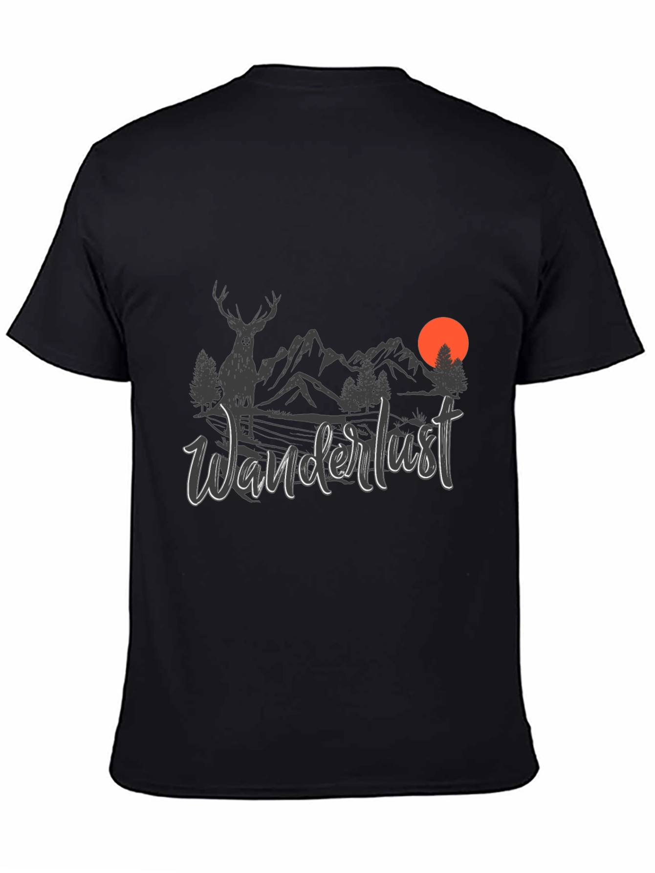 Wanderlust Graphic Tee - Nature Design Black T-Shirt