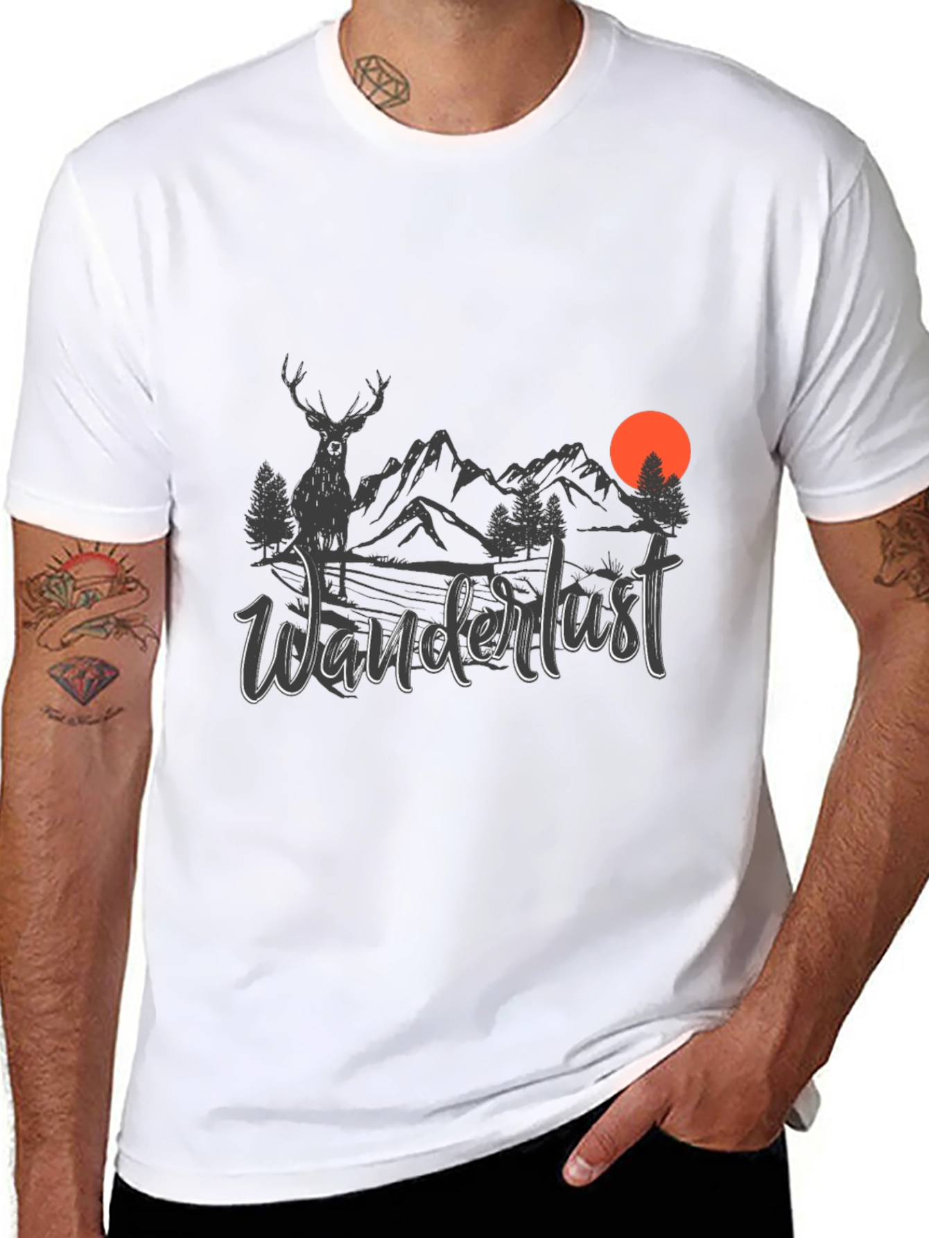 Wanderlust Graphic Tee - Nature Design Black T-Shirt