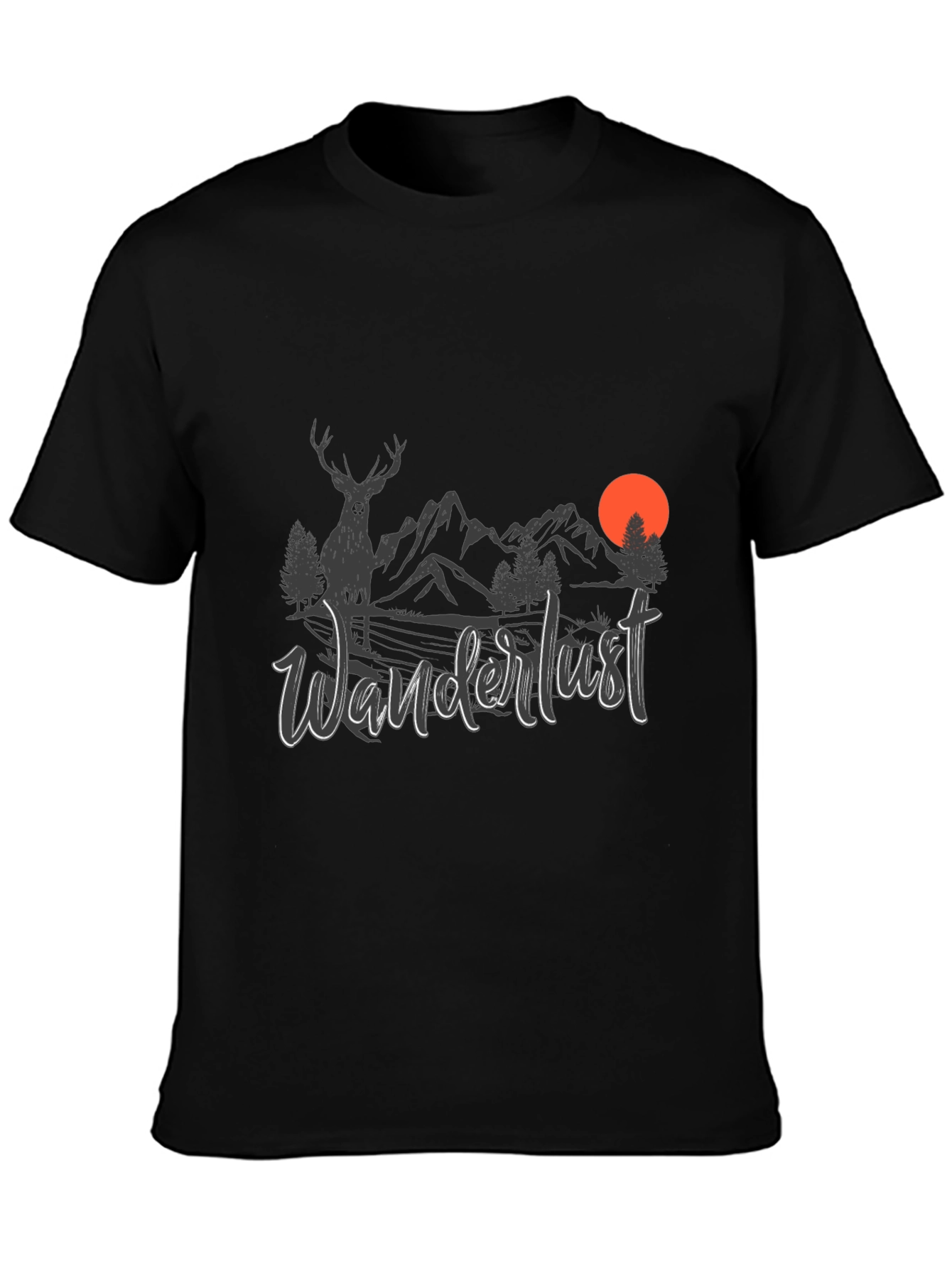 Wanderlust Graphic Tee - Nature Design Black T-Shirt