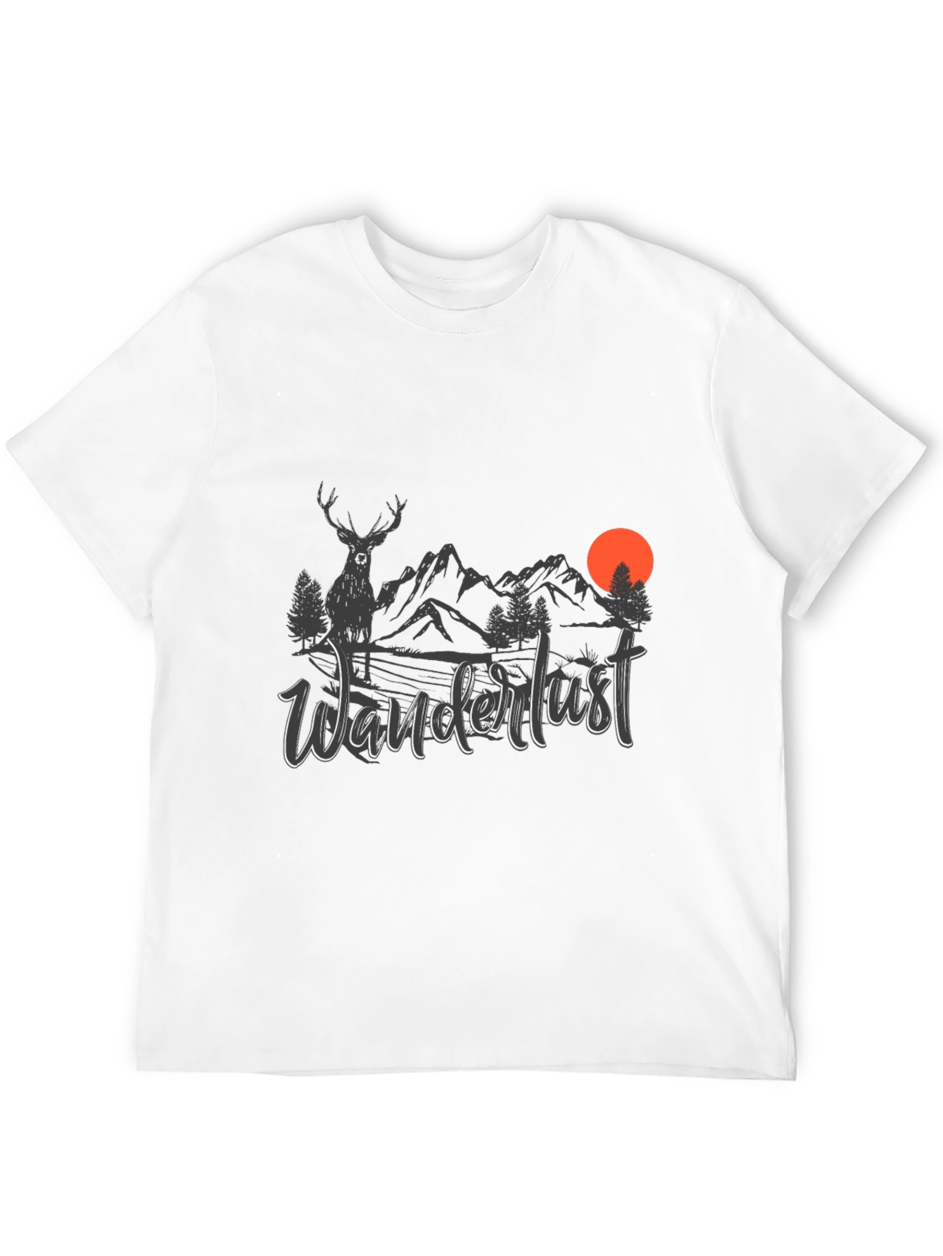 Wanderlust Graphic Tee - Nature Design Black T-Shirt