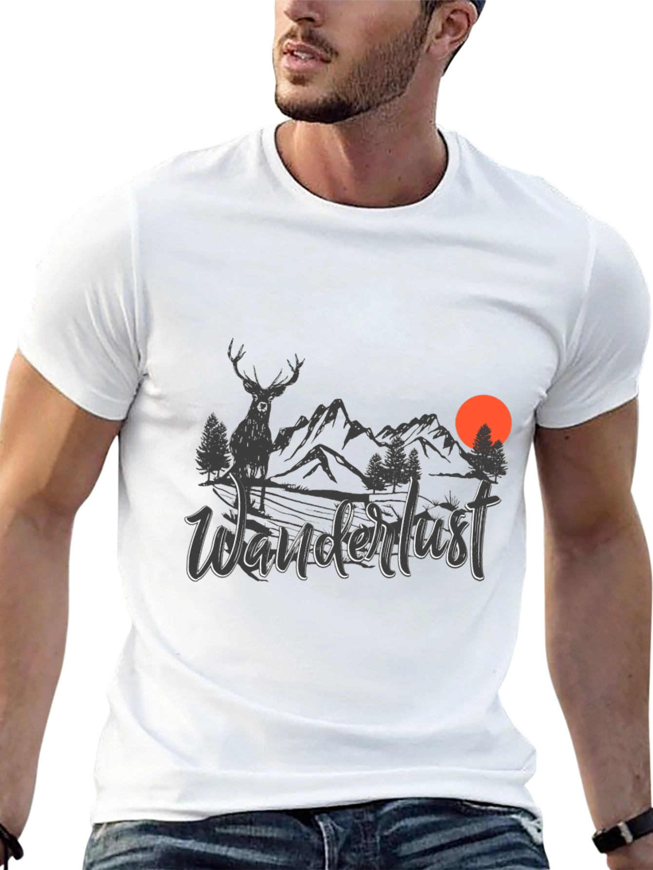 Wanderlust Graphic Tee - Nature Design Black T-Shirt