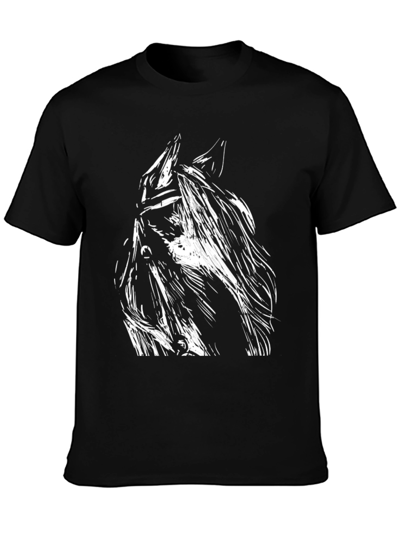 Black T-Shirt with Bold Horse Graphic