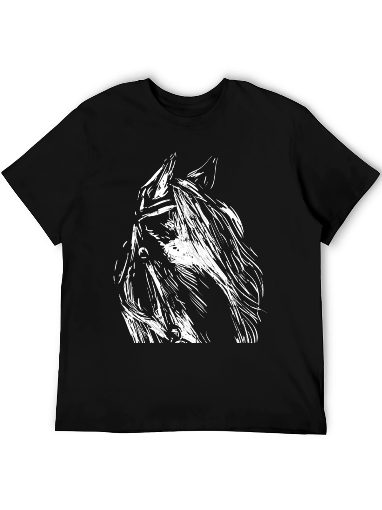Black T-Shirt with Bold Horse Graphic
