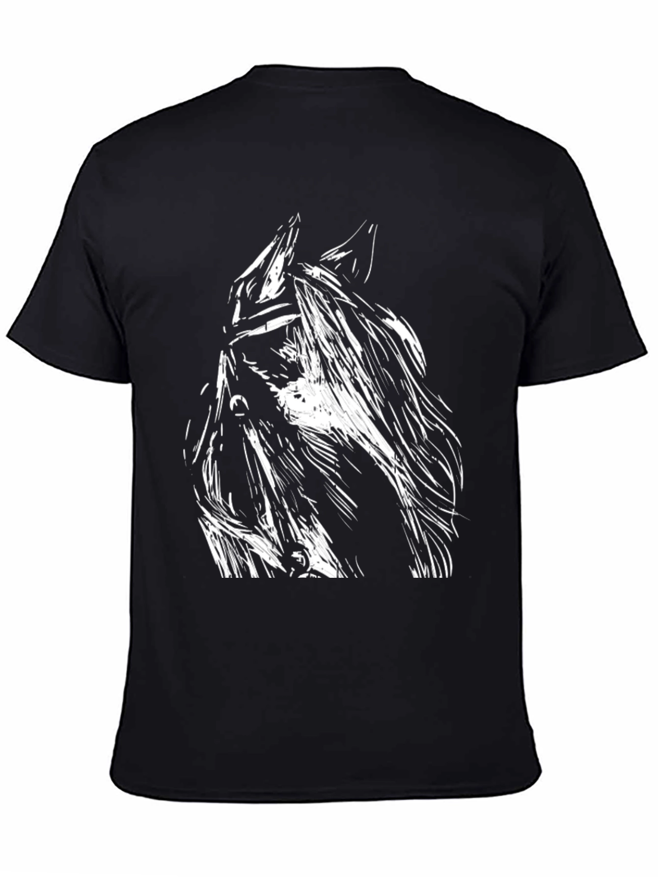 Black T-Shirt with Bold Horse Graphic