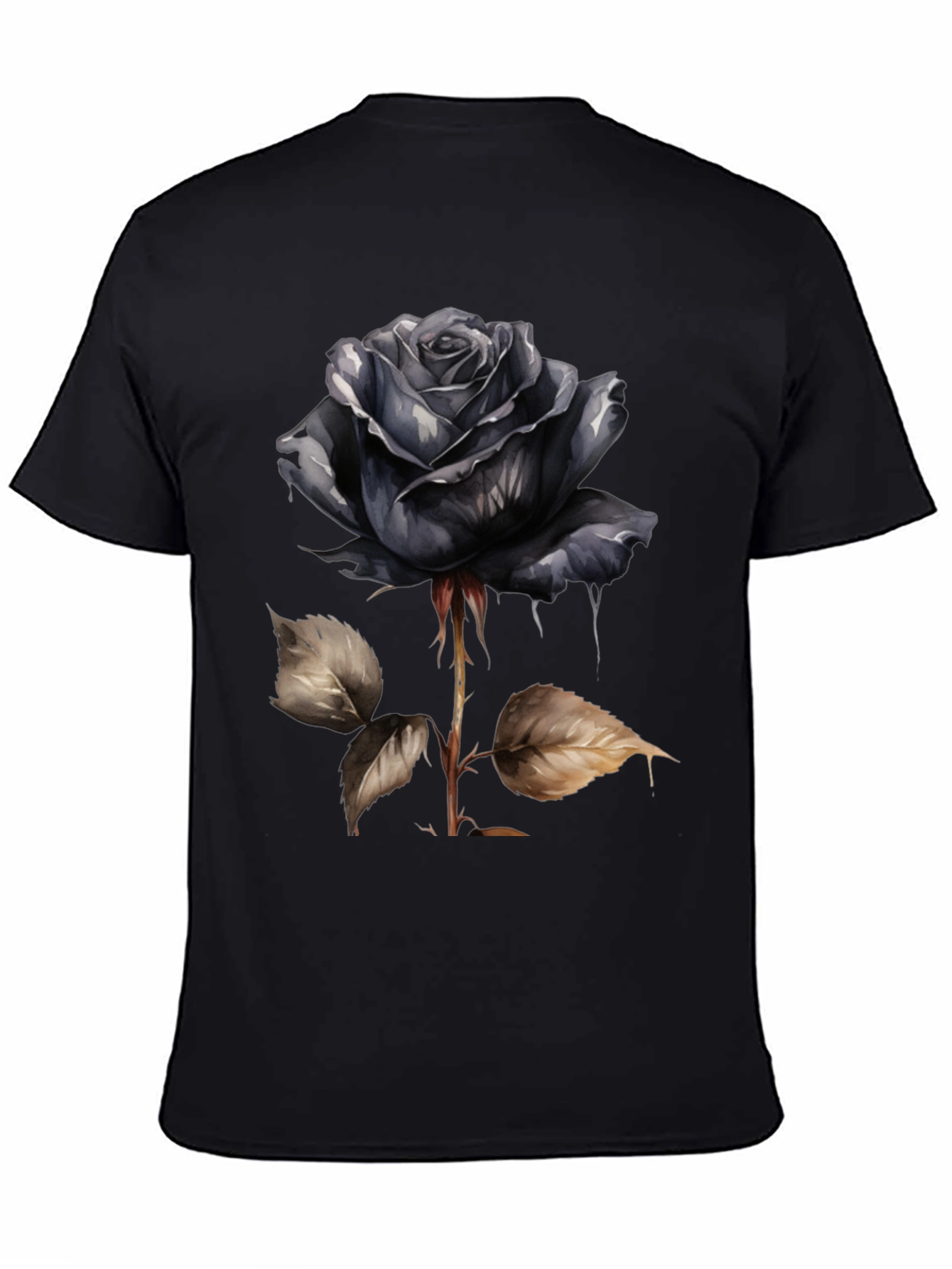 Black Rose Graphic T-Shirt - Edgy Floral Design