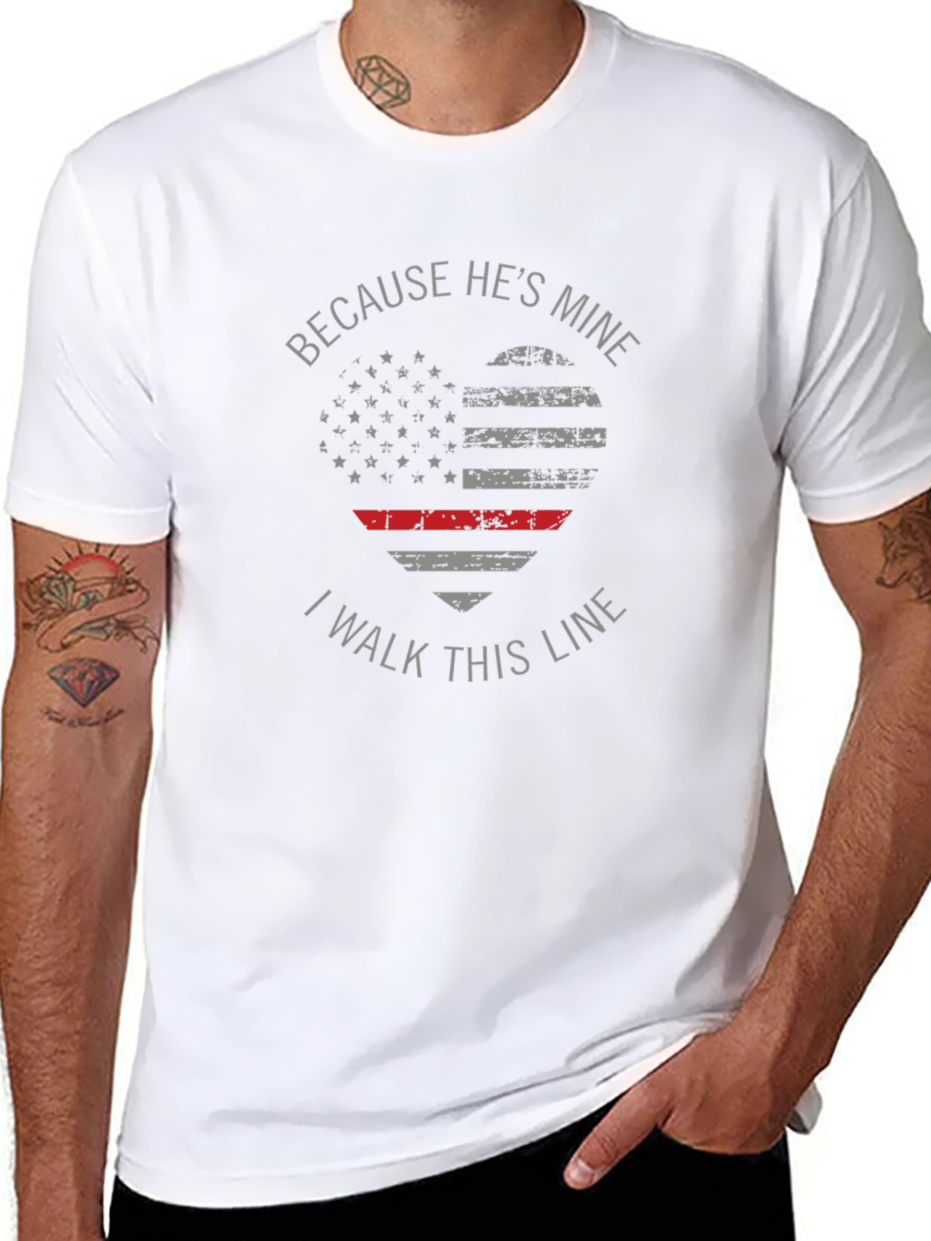 Because Hes Mine T-Shirt Thin Red Line Heart