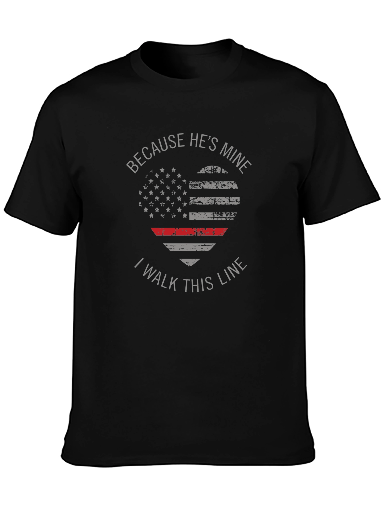 Because Hes Mine T-Shirt Thin Red Line Heart