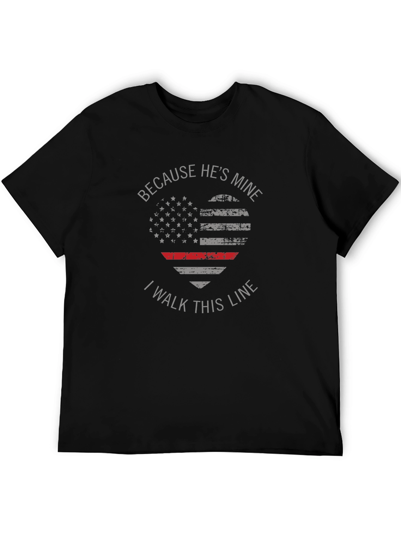 Because Hes Mine T-Shirt Thin Red Line Heart