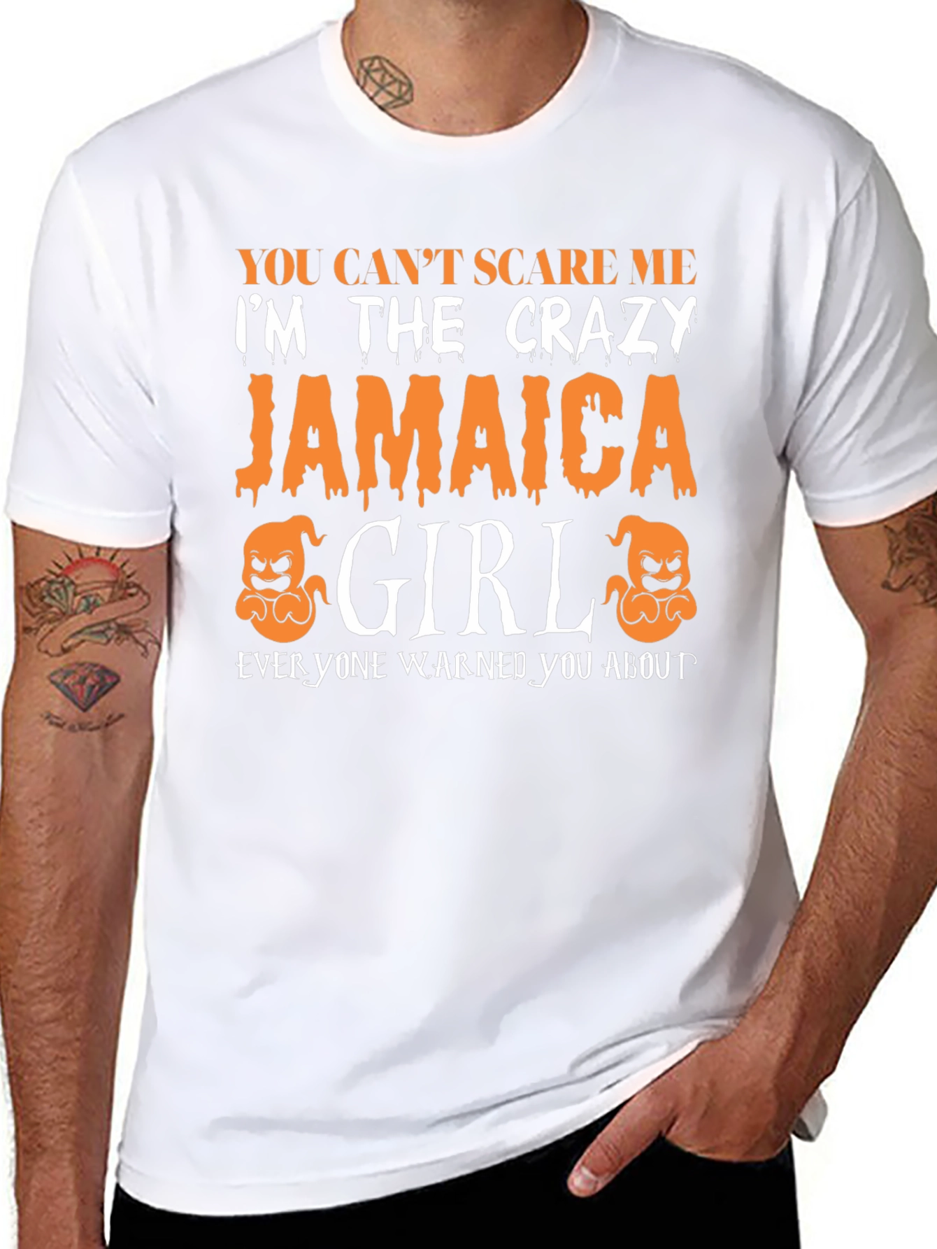 Crazy Jamaica Girl Graphic Tee - Halloween T-Shirt