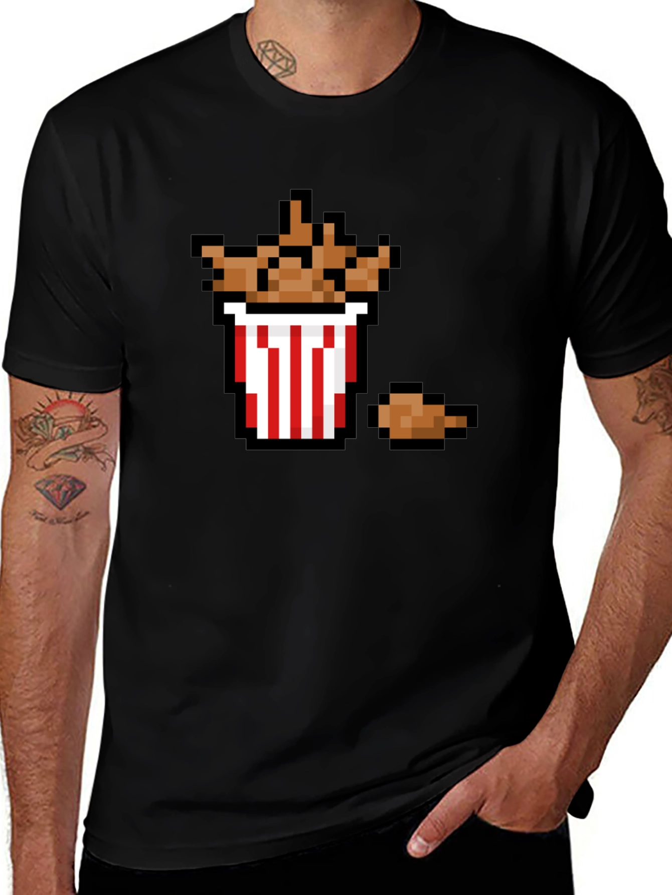 Pixel Fried Chicken T-Shirt - Funny Foodie Tee