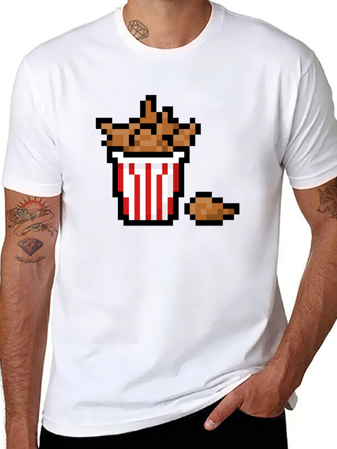 Pixel Fried Chicken T-Shirt - Funny Foodie Tee