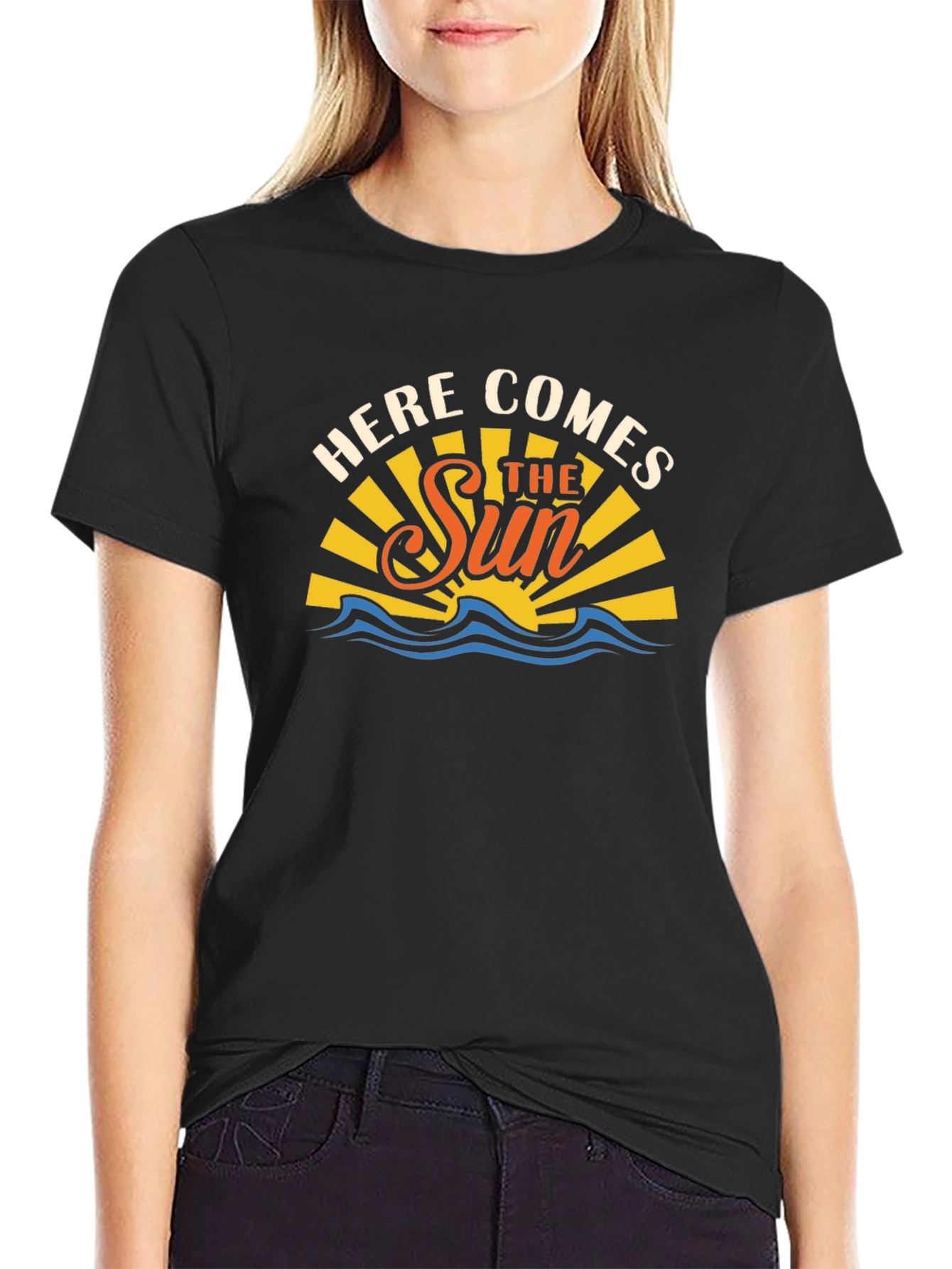 Here Comes The Sun Black Graphic T-Shirt
