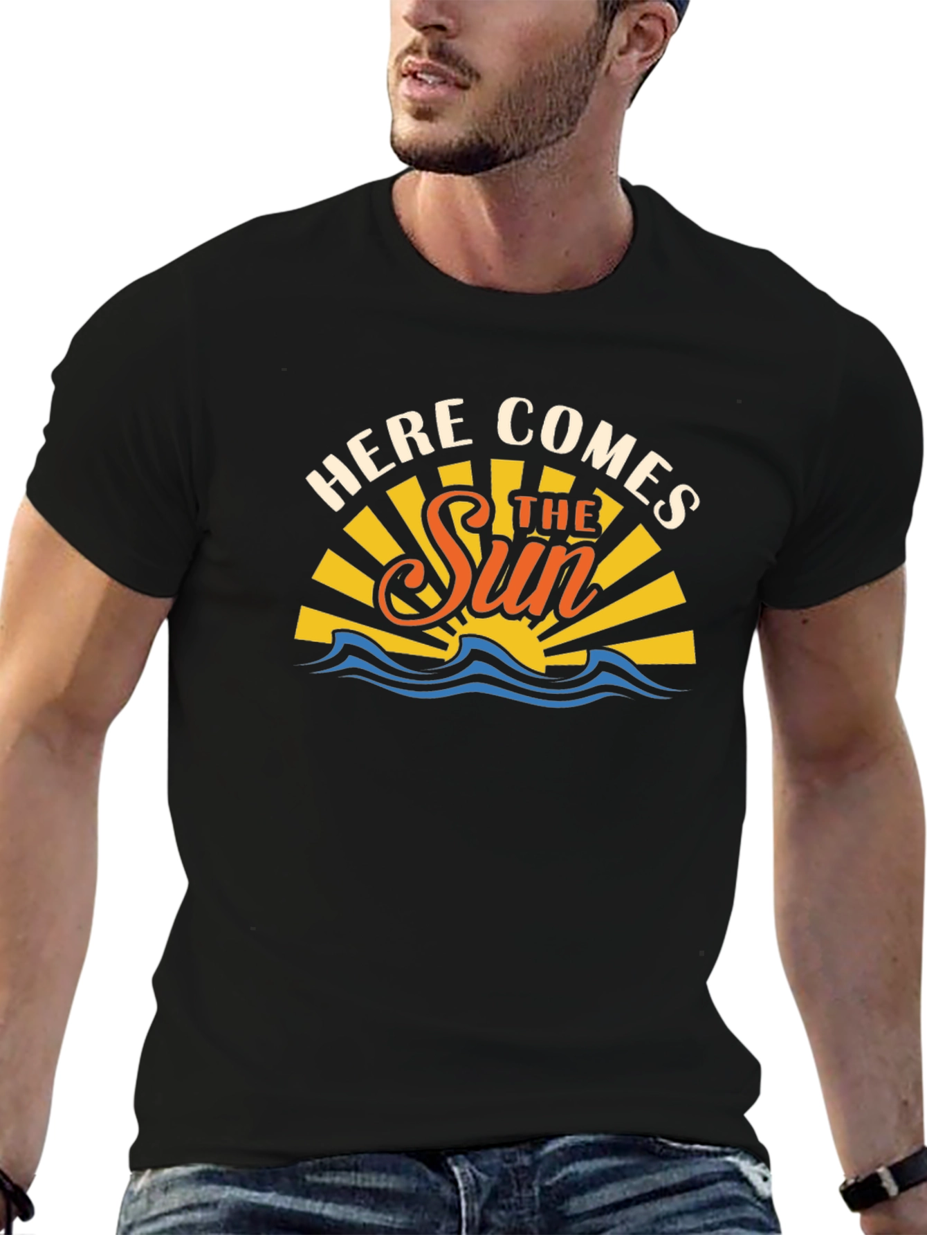 Here Comes The Sun Black Graphic T-Shirt