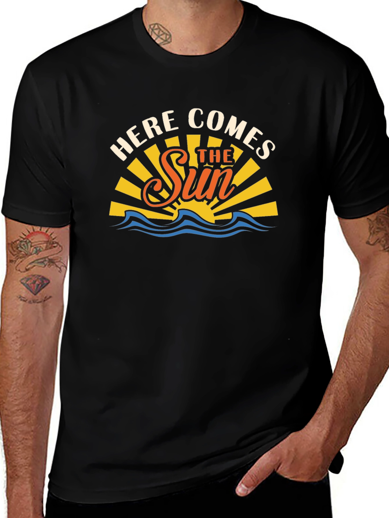 Here Comes The Sun Black Graphic T-Shirt