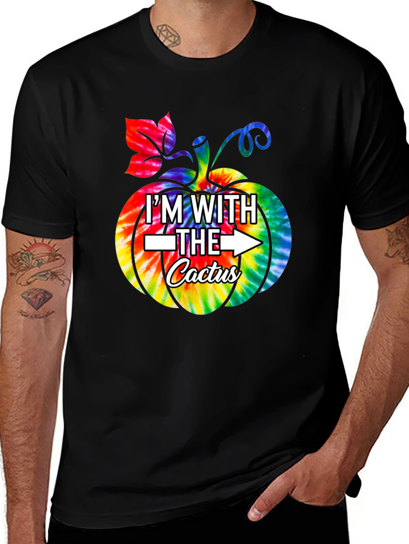 Im With The Cactus Pumpkin Tie-Dye T-Shirt