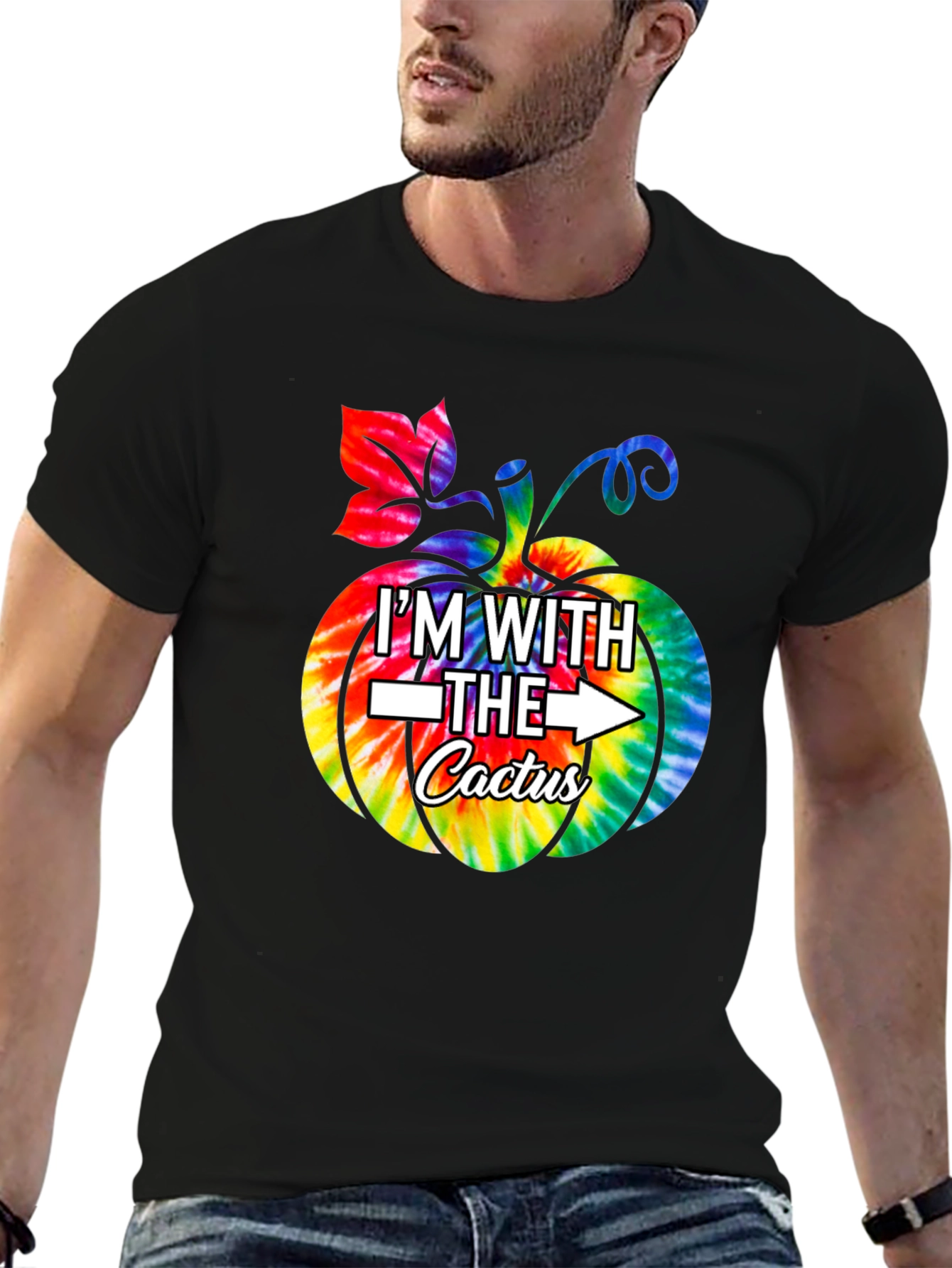Im With The Cactus Pumpkin Tie-Dye T-Shirt