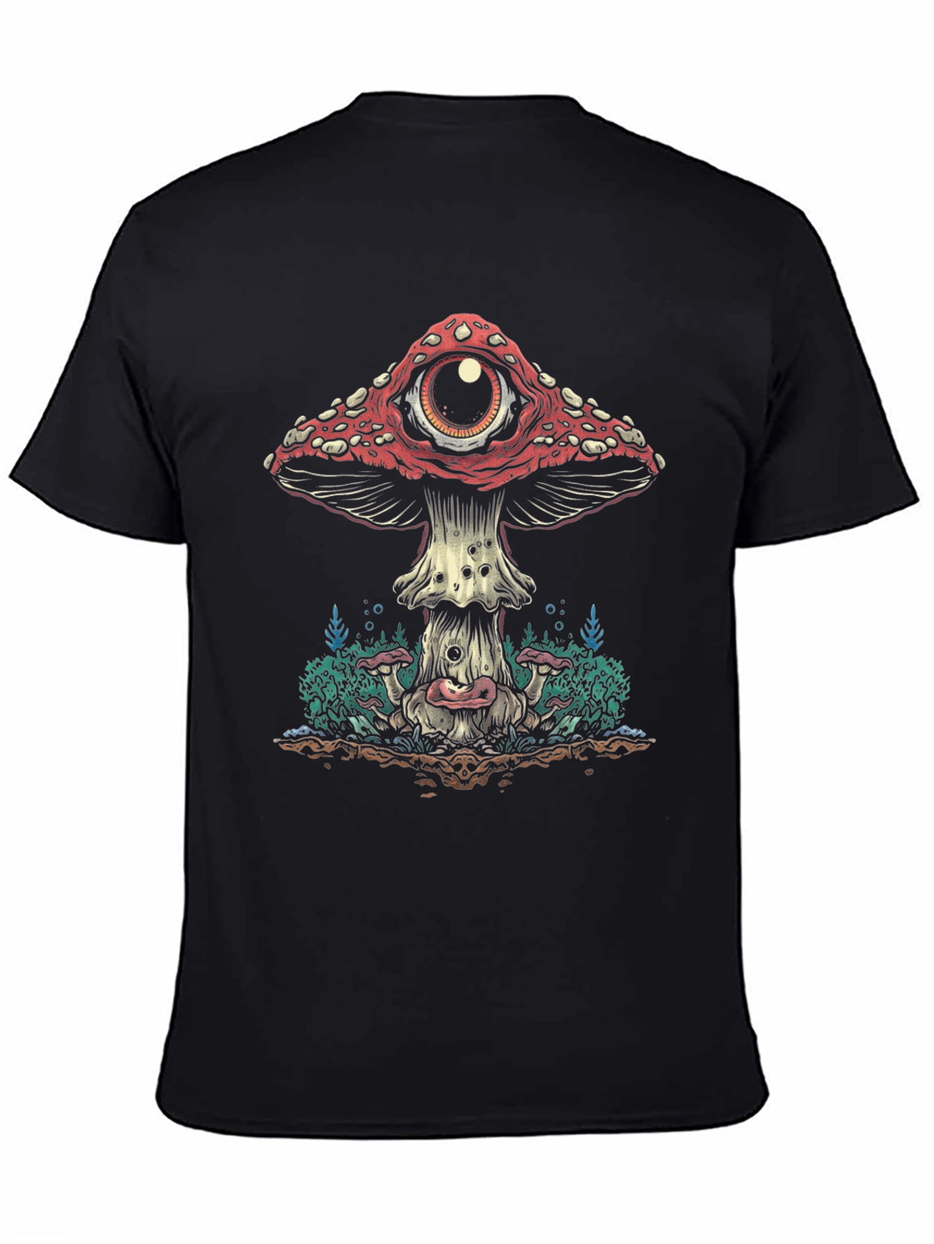 Psychedelic Mushroom Eye Graphic Tee - Black