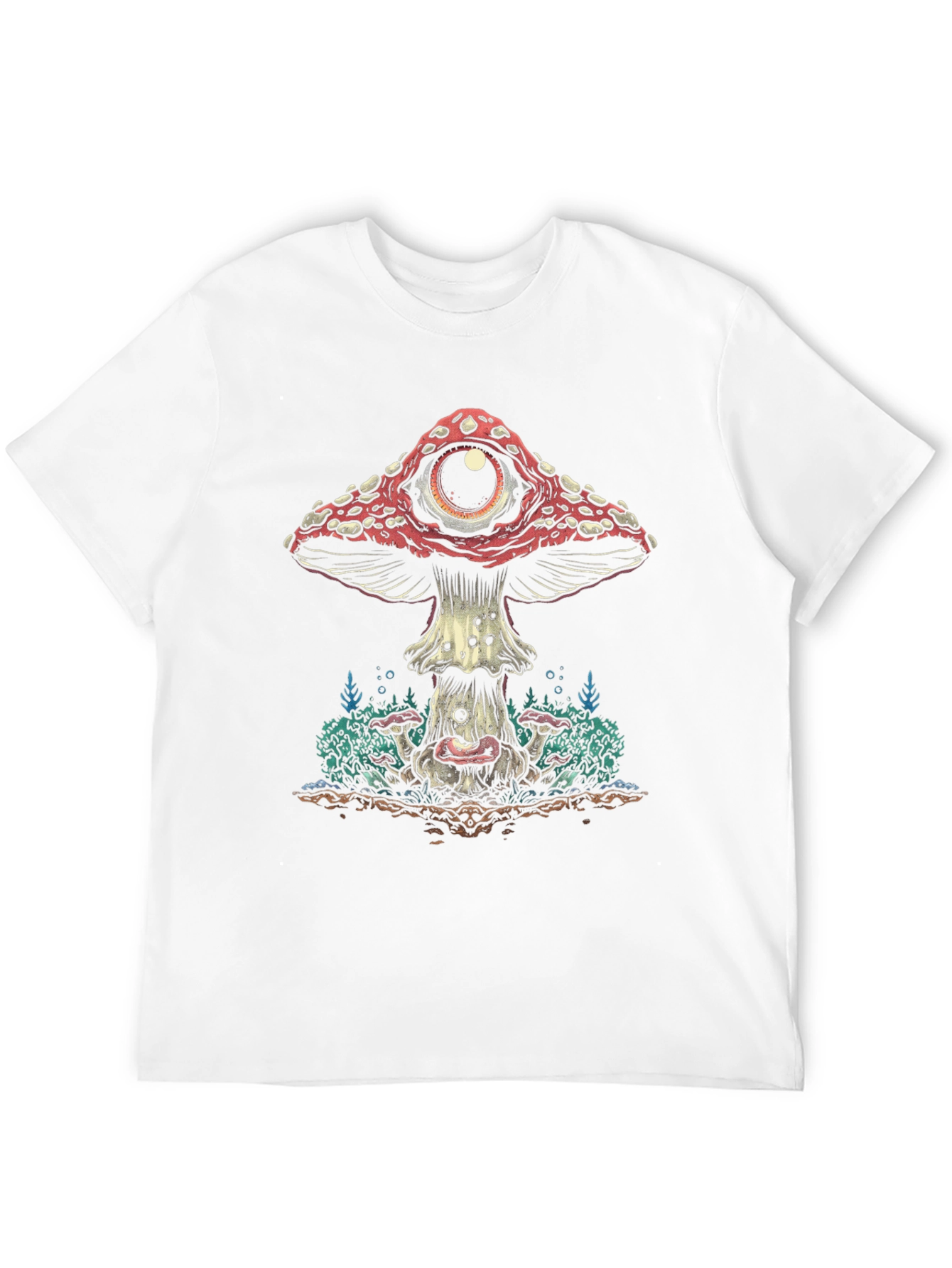 Psychedelic Mushroom Eye Graphic Tee - Black