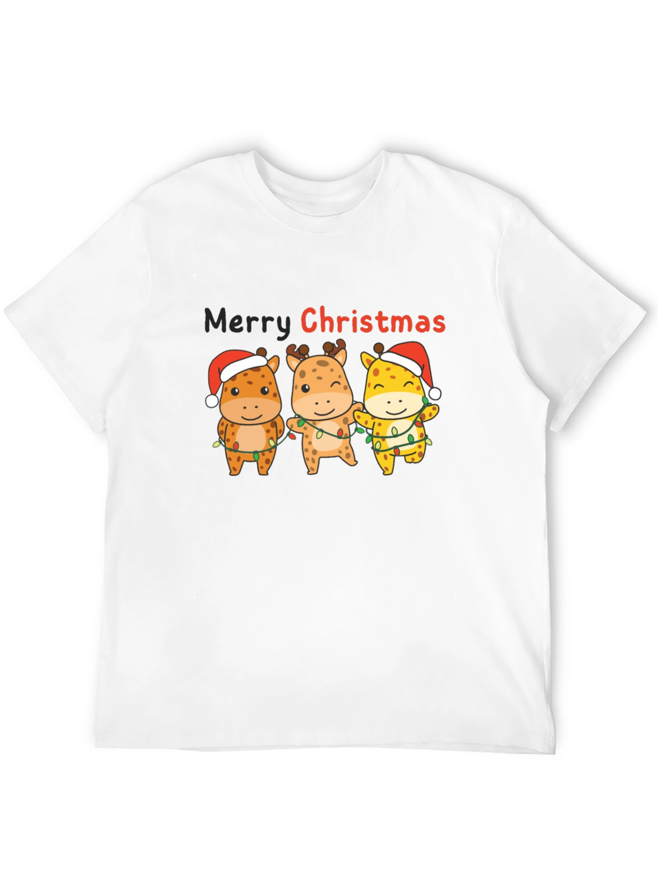 Christmas Giraffe Graphic T-Shirt