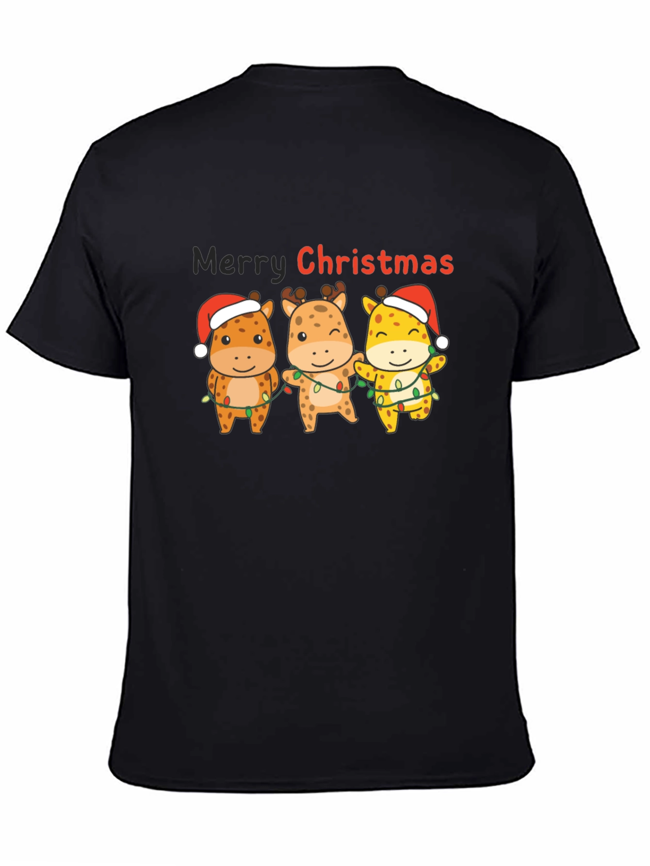 Christmas Giraffe Graphic T-Shirt