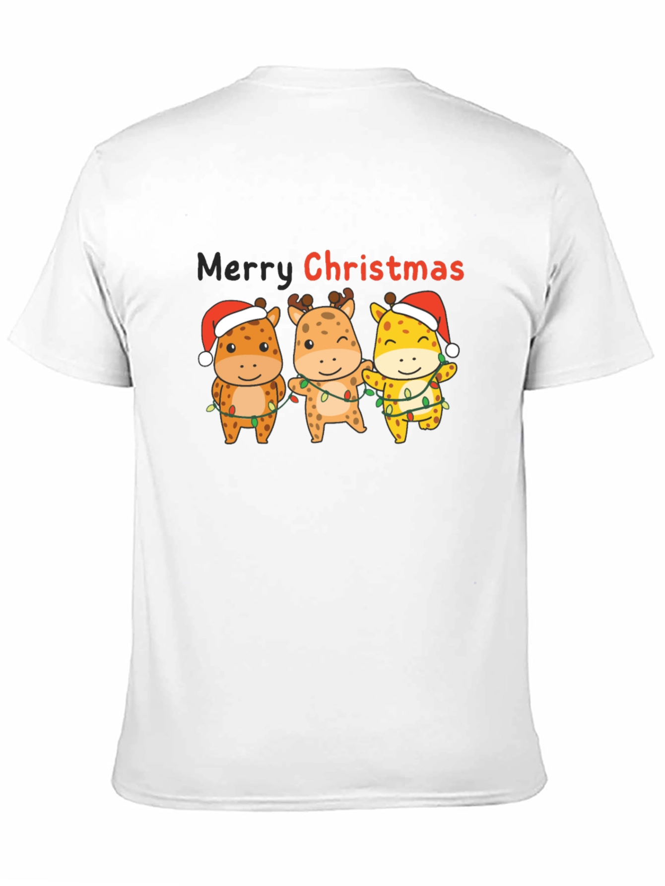 Christmas Giraffe Graphic T-Shirt