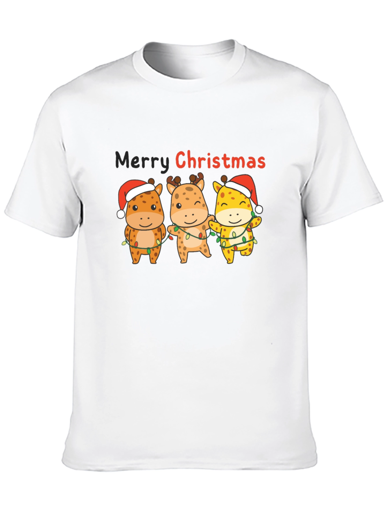 Christmas Giraffe Graphic T-Shirt