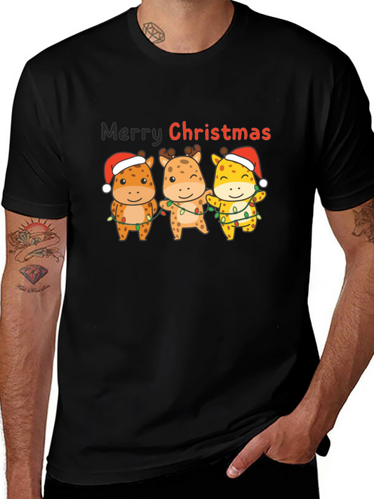 Christmas Giraffe Graphic T-Shirt