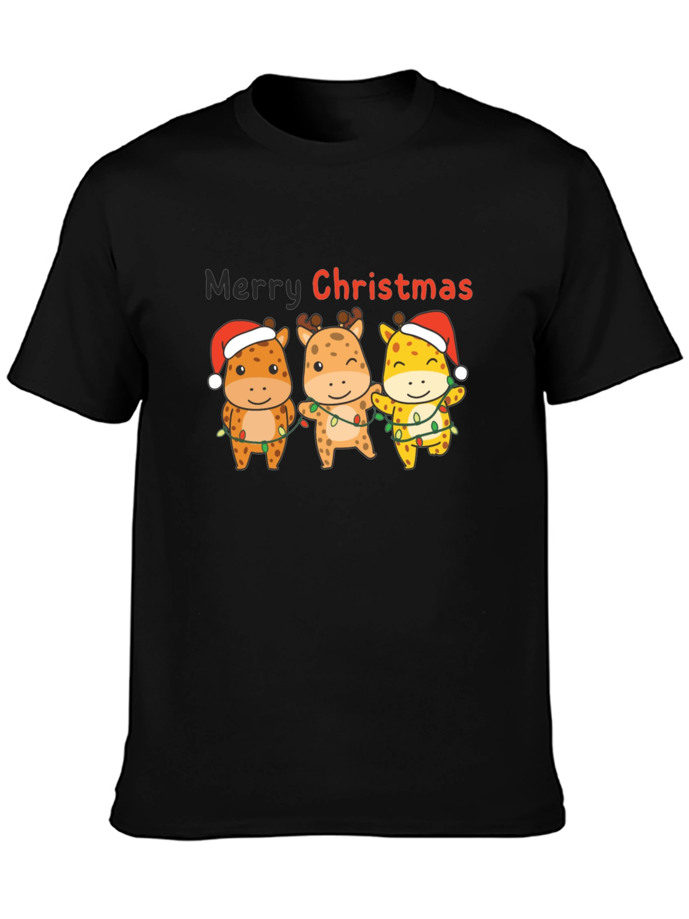 Christmas Giraffe Graphic T-Shirt