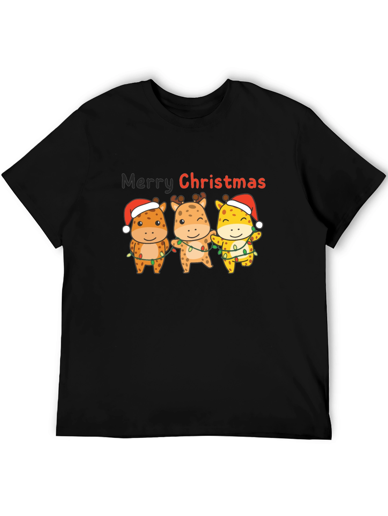 Christmas Giraffe Graphic T-Shirt