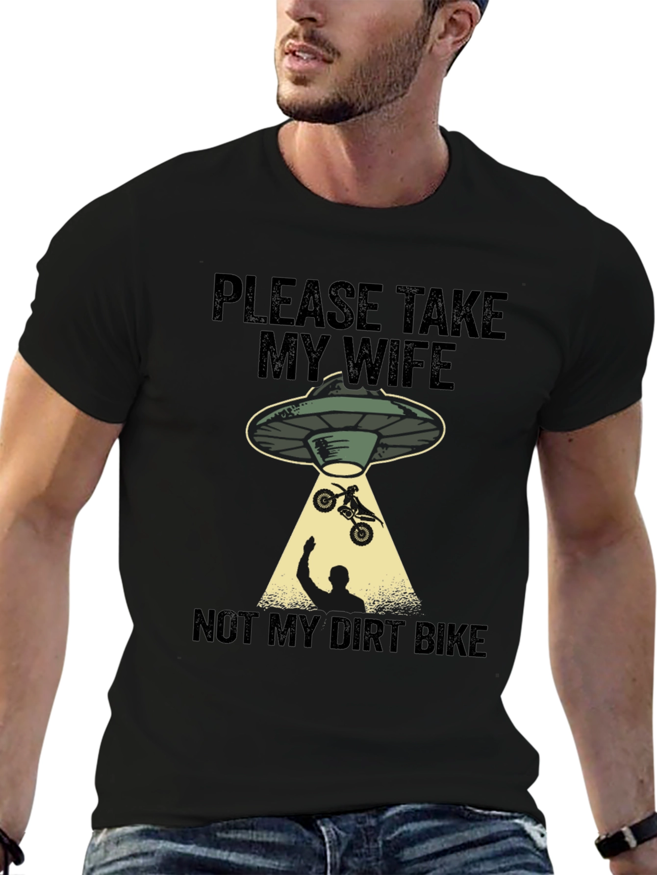 Funny Alien Abduction Dirt Bike T-Shirt
