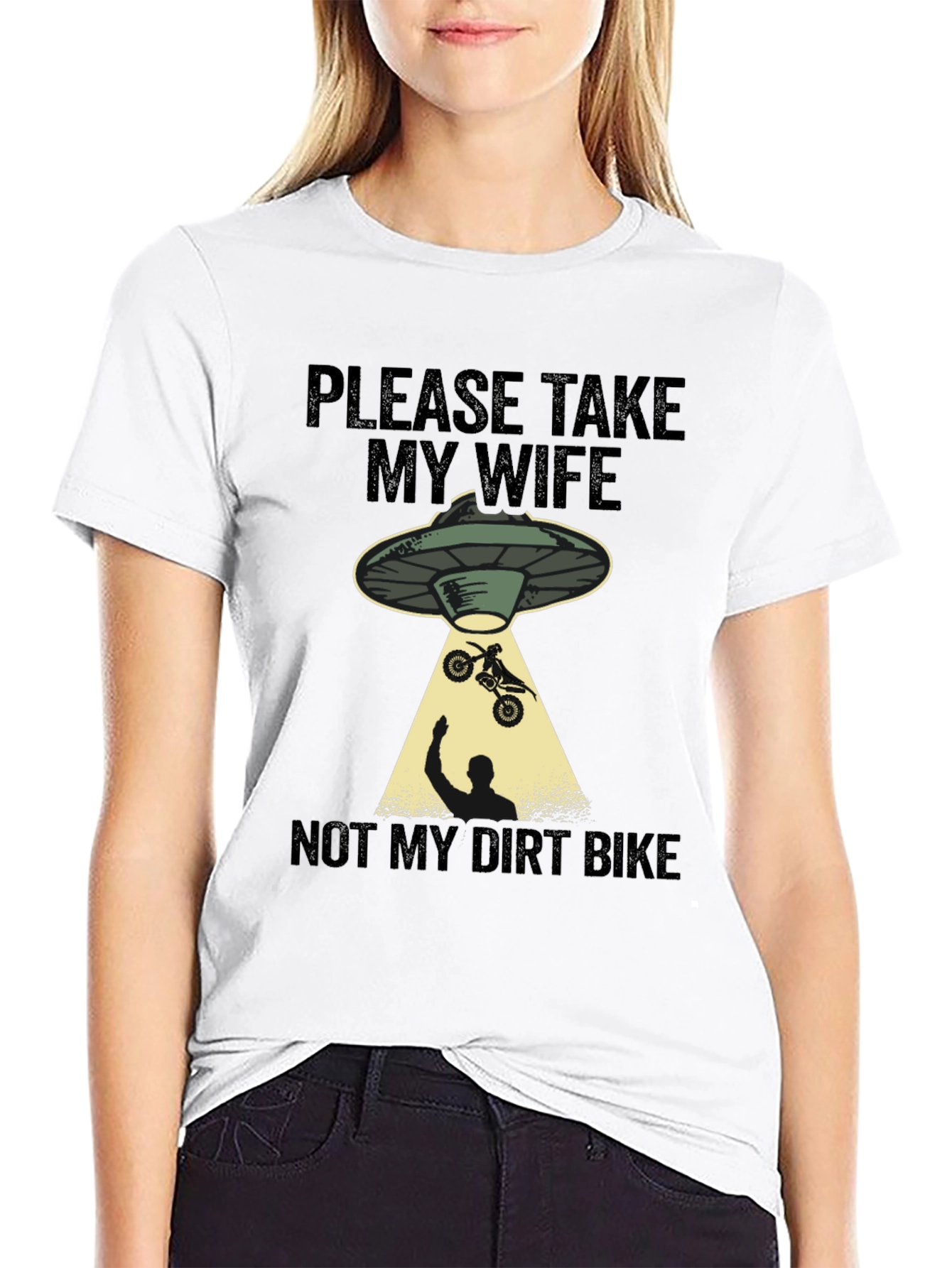 Funny Alien Abduction Dirt Bike T-Shirt