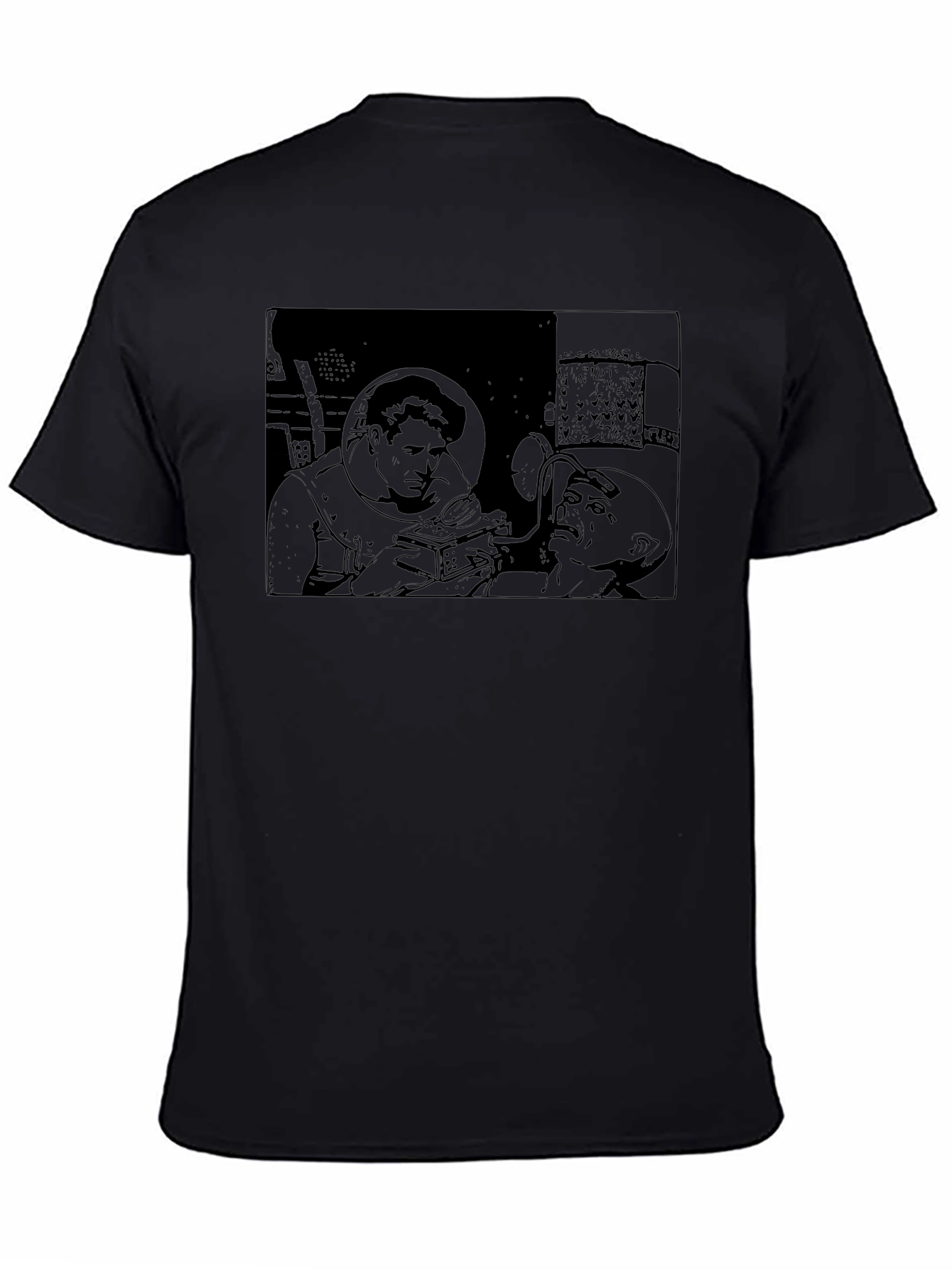 Retro Sci-Fi Graphic Tee - Black