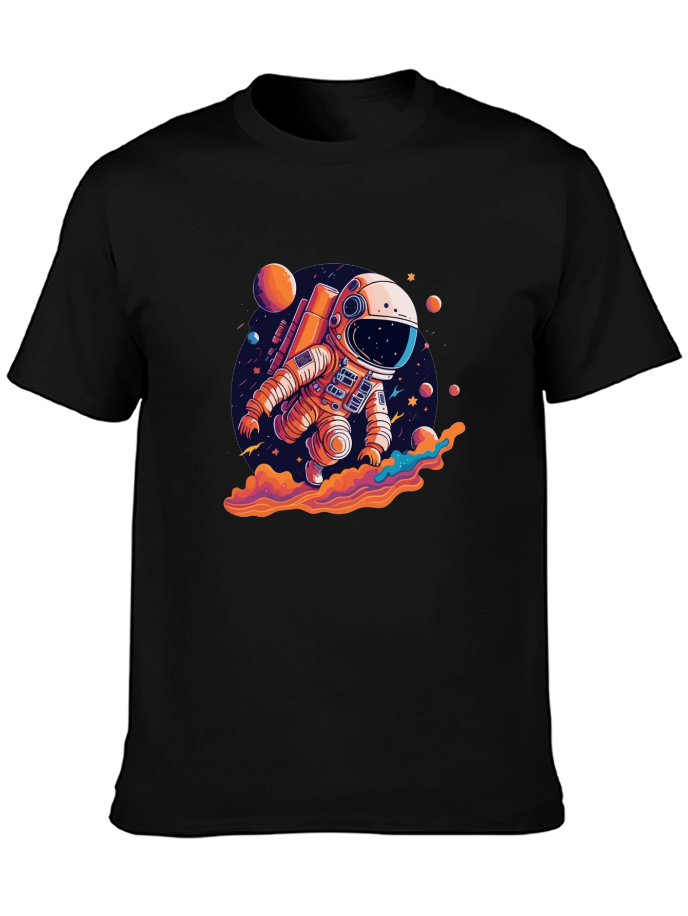 Astronaut in Space Black T-Shirt