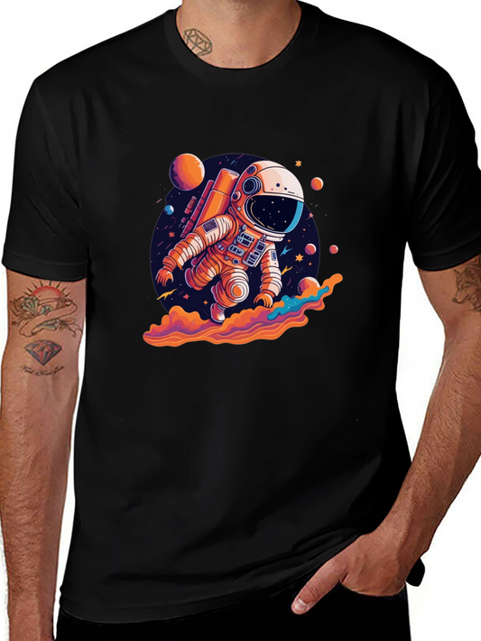 Astronaut in Space Black T-Shirt