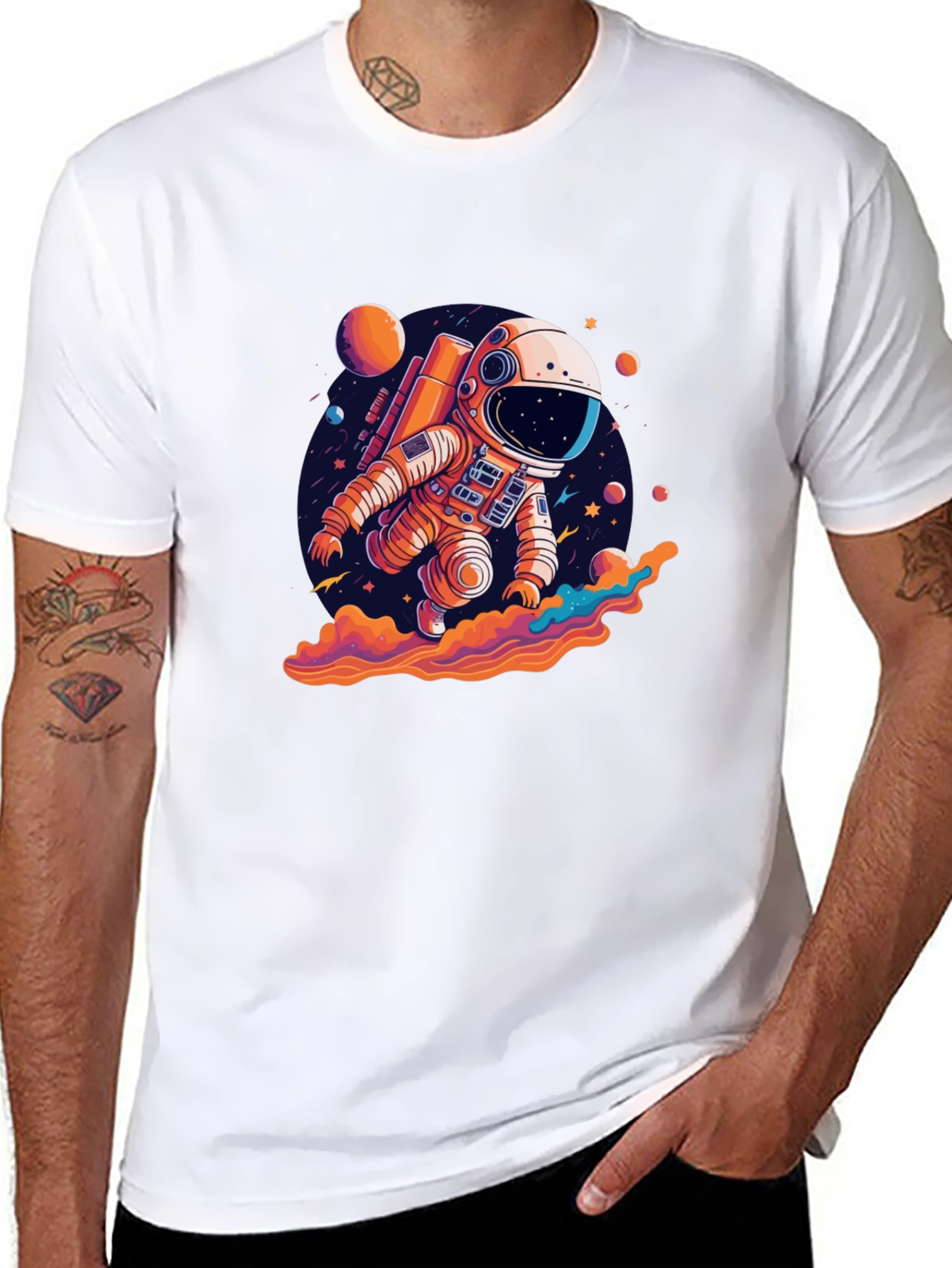 Astronaut in Space Black T-Shirt